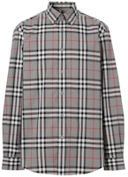 Burberry Check Button-Down Shirt Storm Grey for Men 8028886 Burberry Check Button-Down Shirt Storm Grey for Men 8028886