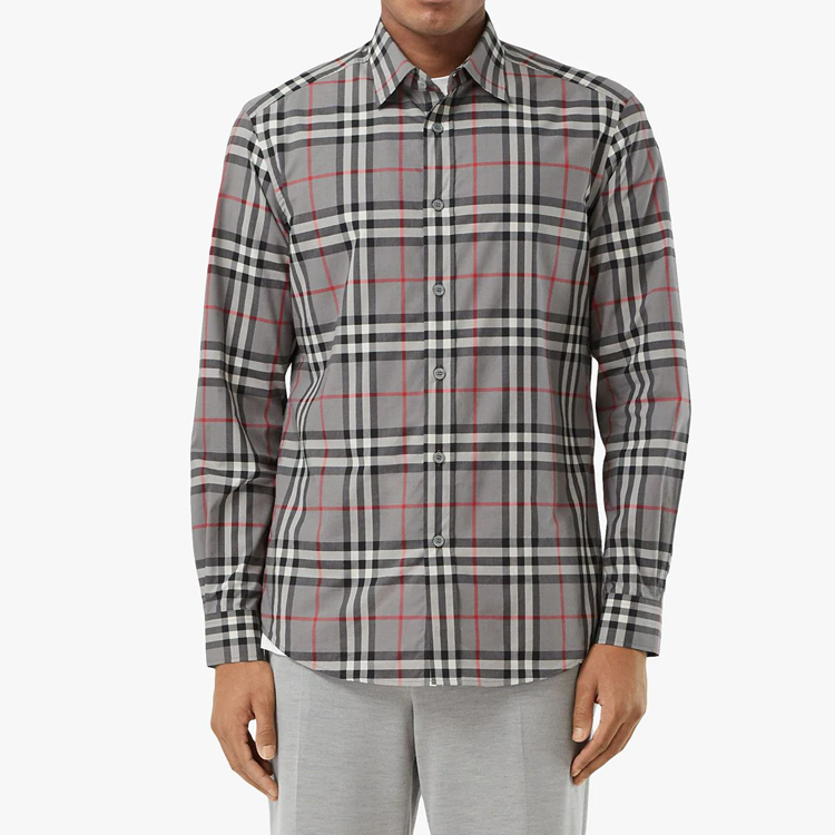 Lookbook Kemeja Burberry Check Lengan Panjang Storm Grey Pria 8028886