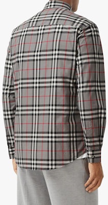Burberry Check Button-Down Shirt Storm Grey for Men 8028886 Shop Burberry Check Button-Down Shirt Storm Grey for Men 8028886