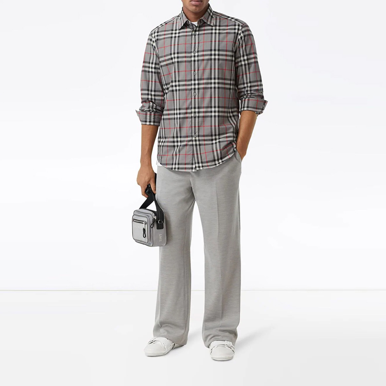 Details for Kemeja Burberry Check Lengan Panjang Storm Grey Pria 8028886