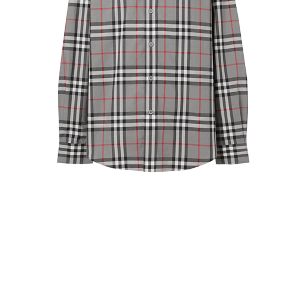 Sizing Kemeja Burberry Check Lengan Panjang Storm Grey Pria 8028886