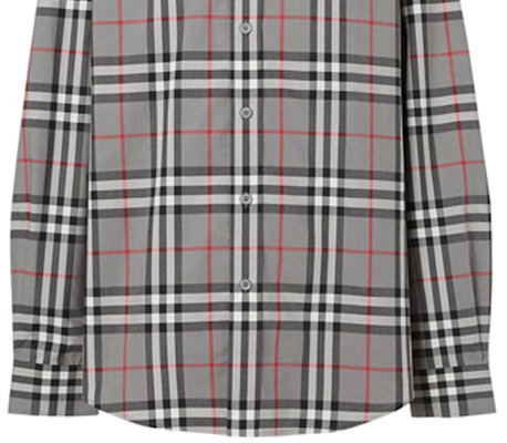 Burberry Check Button-Down Shirt Storm Grey for Men 8028886 Sizing Burberry Check Button-Down Shirt Storm Grey for Men 8028886