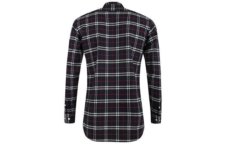 Lookbook 버버리 체크 버튼업 긴소매 셔츠 네이비 블루 80048351