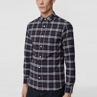 博柏利格纹长袖衬衫 深蓝色 80048351 Cheap 博柏利格纹长袖衬衫 深蓝色 80048351