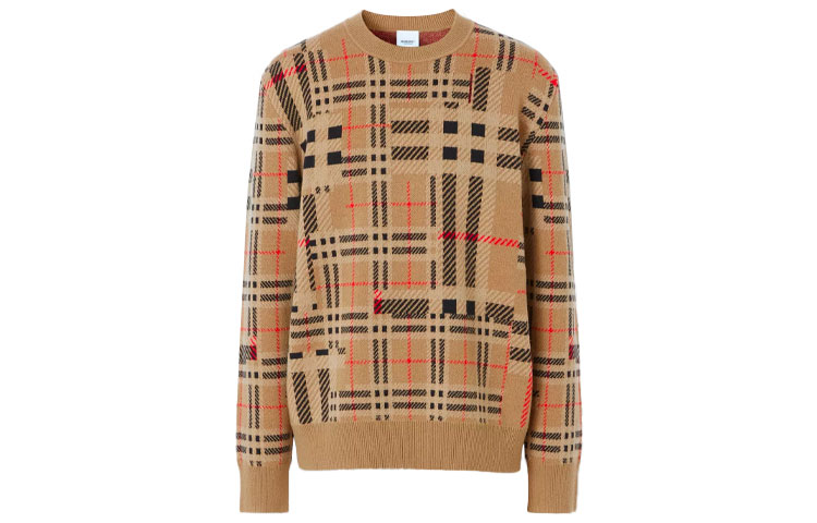 Order Burberry Sweater Khaki Corak Cashmere Jacquard Knit. 80455231