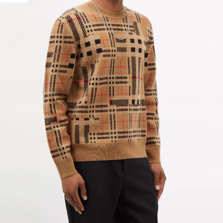 Details for Burberry Sweater Khaki Corak Cashmere Jacquard Knit. 80455231