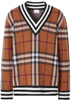 Burberry Check Cashmere Jacquard V-Neck Sweater Birch Brown. 80481351 Burberry Check Cashmere Jacquard V-Neck Sweater Birch Brown. 80481351