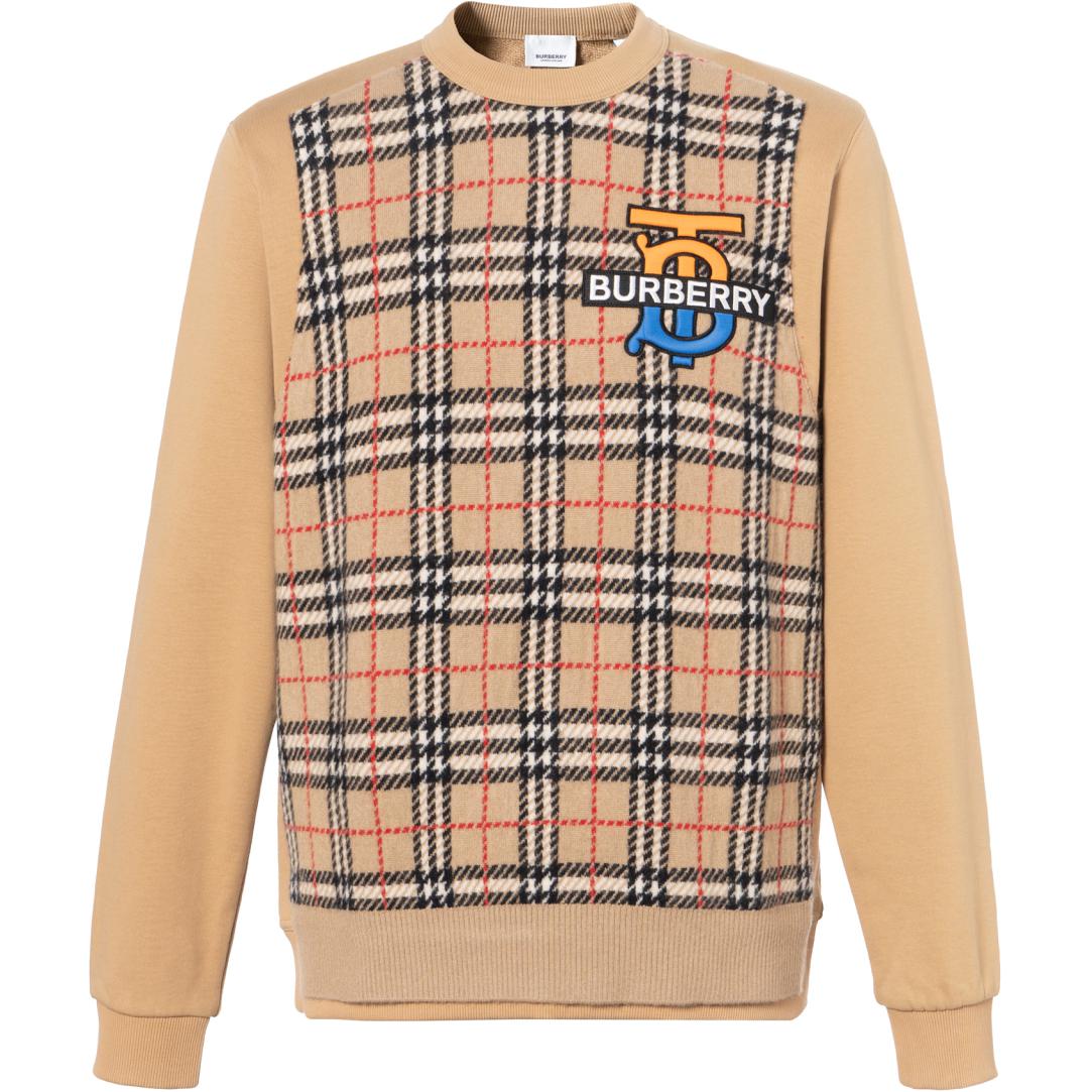 Order Sudadera Beige de Punto de Cachemira con Cuadros Burberry 80362011