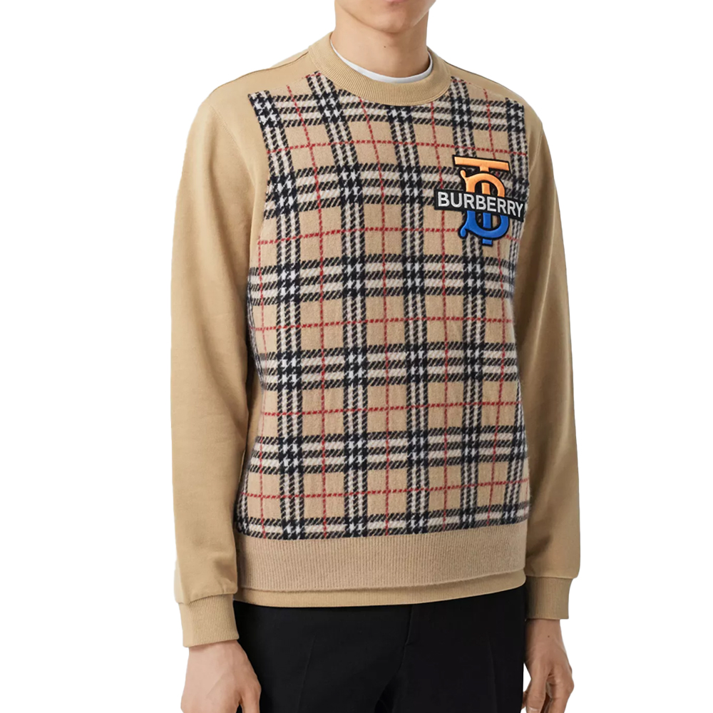 Purchase Sudadera Beige de Punto de Cachemira con Cuadros Burberry 80362011