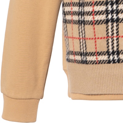 Burberry Check Cashmere Knit Sweatshirt Beige 80362011 Cheap Burberry Check Cashmere Knit Sweatshirt Beige 80362011