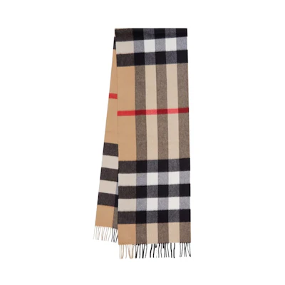 Burberry Check Cashmere Scarf Archive Beige