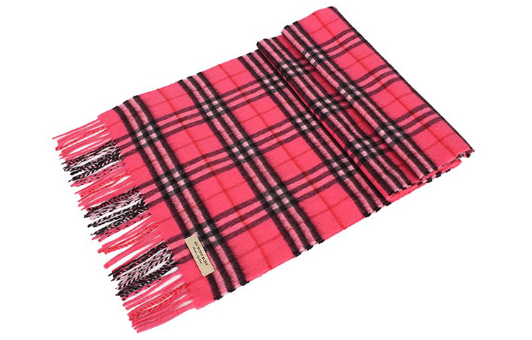 Burberry Check Cashmere Scarf Bright Pink 40800141 圖 4