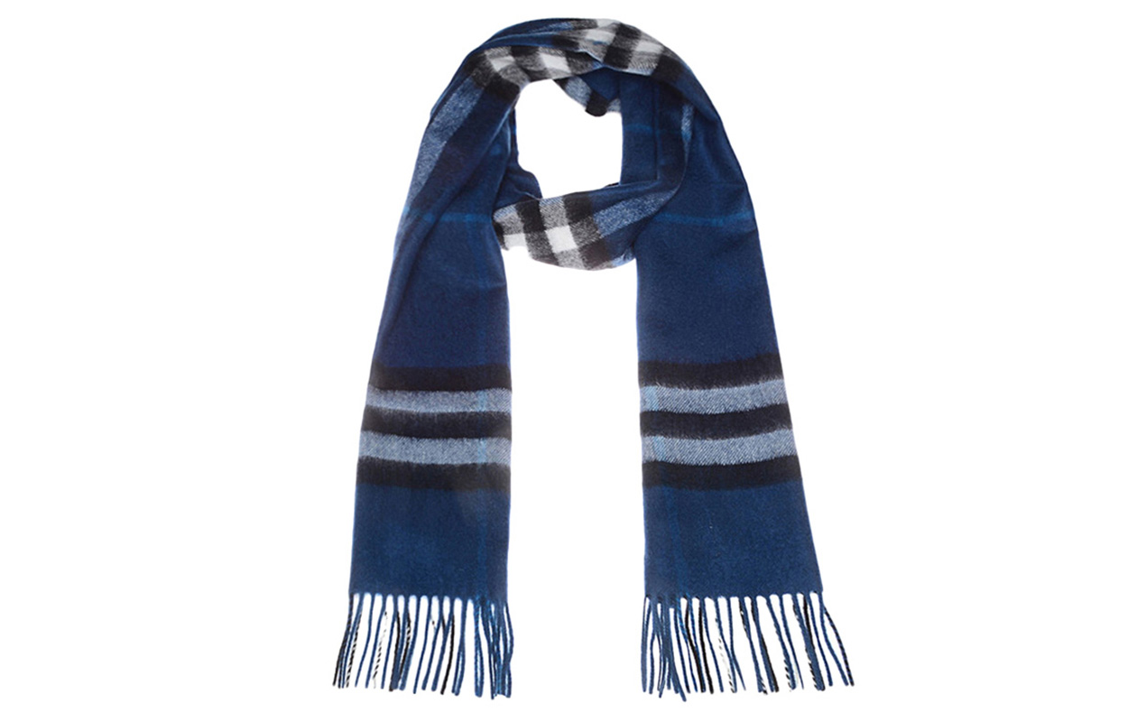 Burberry Check Cashmere Scarf Unisex Couple Style Light Blue 3994209 圖 2