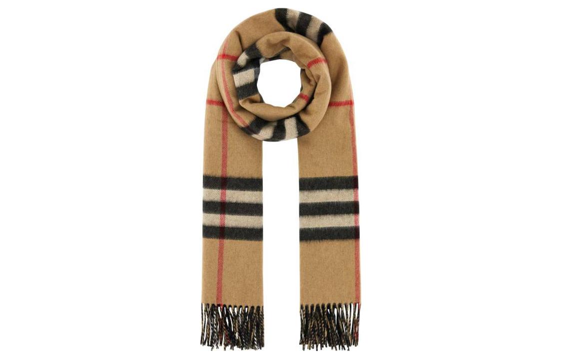 Burberry Check Cashmere Scarf Unisex Couple Style in Khaki. 8078443A1189 圖 2