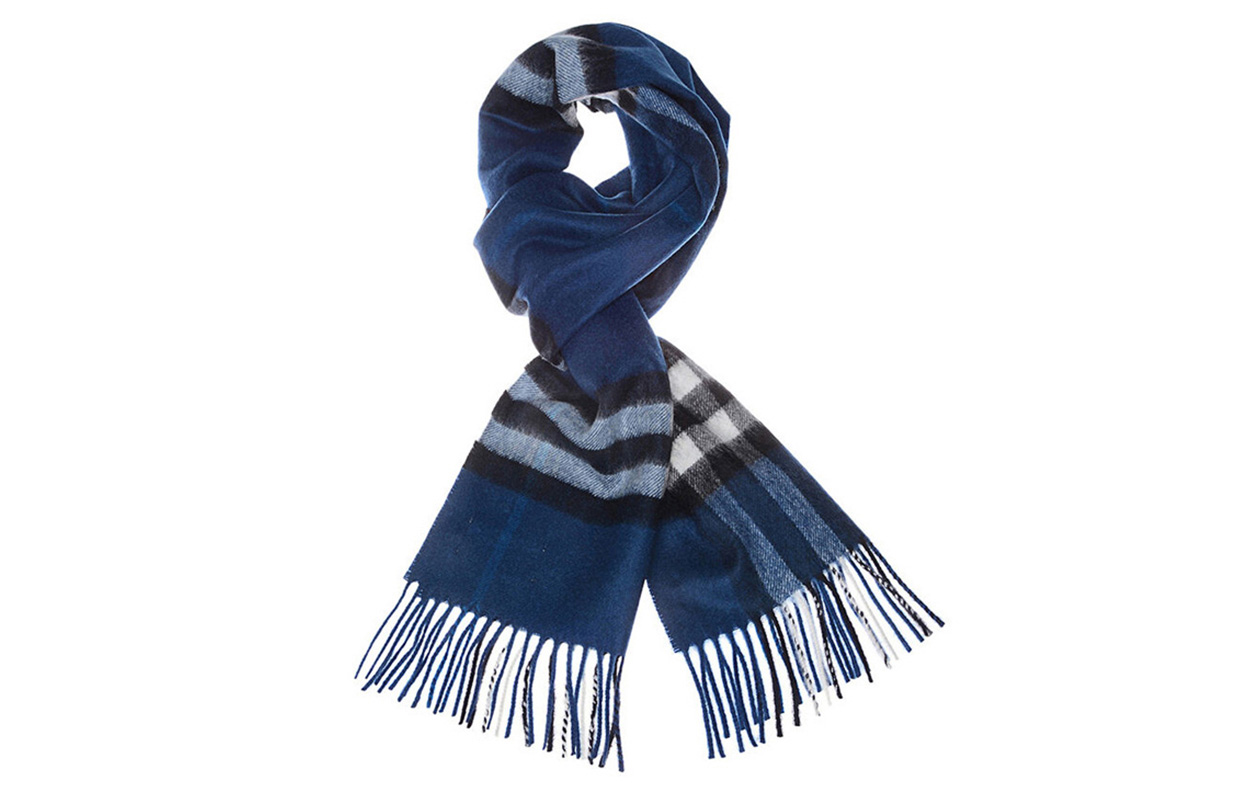 Burberry Check Cashmere Scarf Unisex Couple Style Light Blue 3994209 圖 3