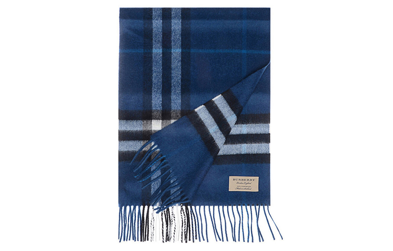 Burberry Check Cashmere Scarf Unisex Couple Style Light Blue 3994209 圖 5