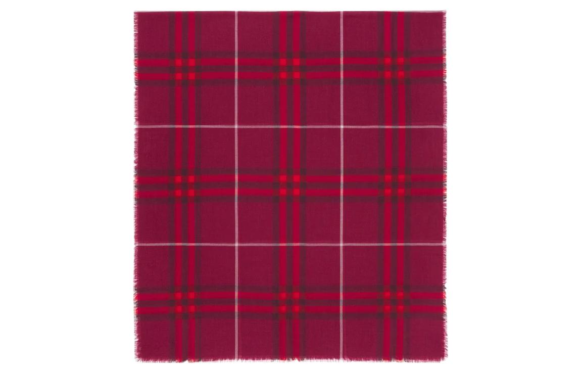 Burberry Check Cashmere Scarf with Fringe Unisex Couple Style - Red 80776801