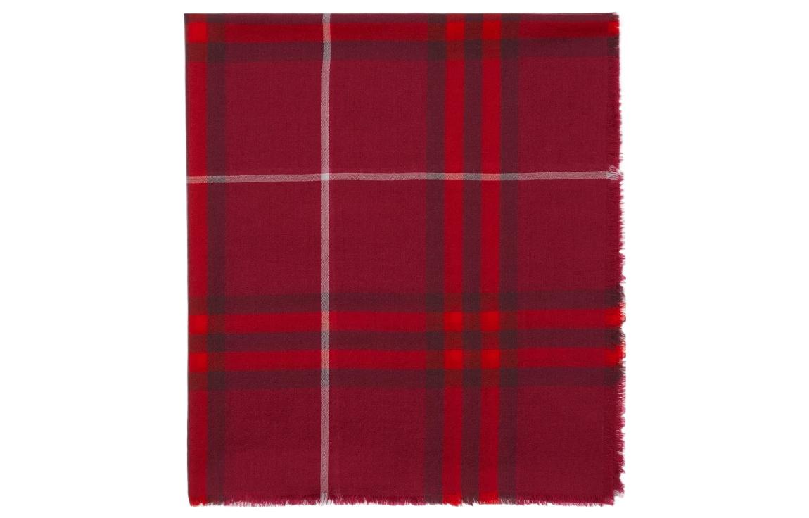 Burberry Check Cashmere Scarf with Fringe Unisex Couple Style - Red 80776801 圖 3