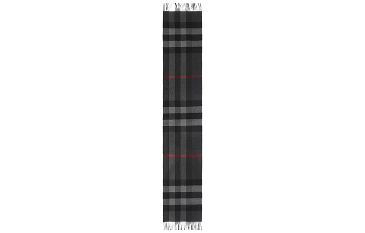 Burberry Check Cashmere Scarf with Fringes Charcoal Unisex 80155511 圖 3