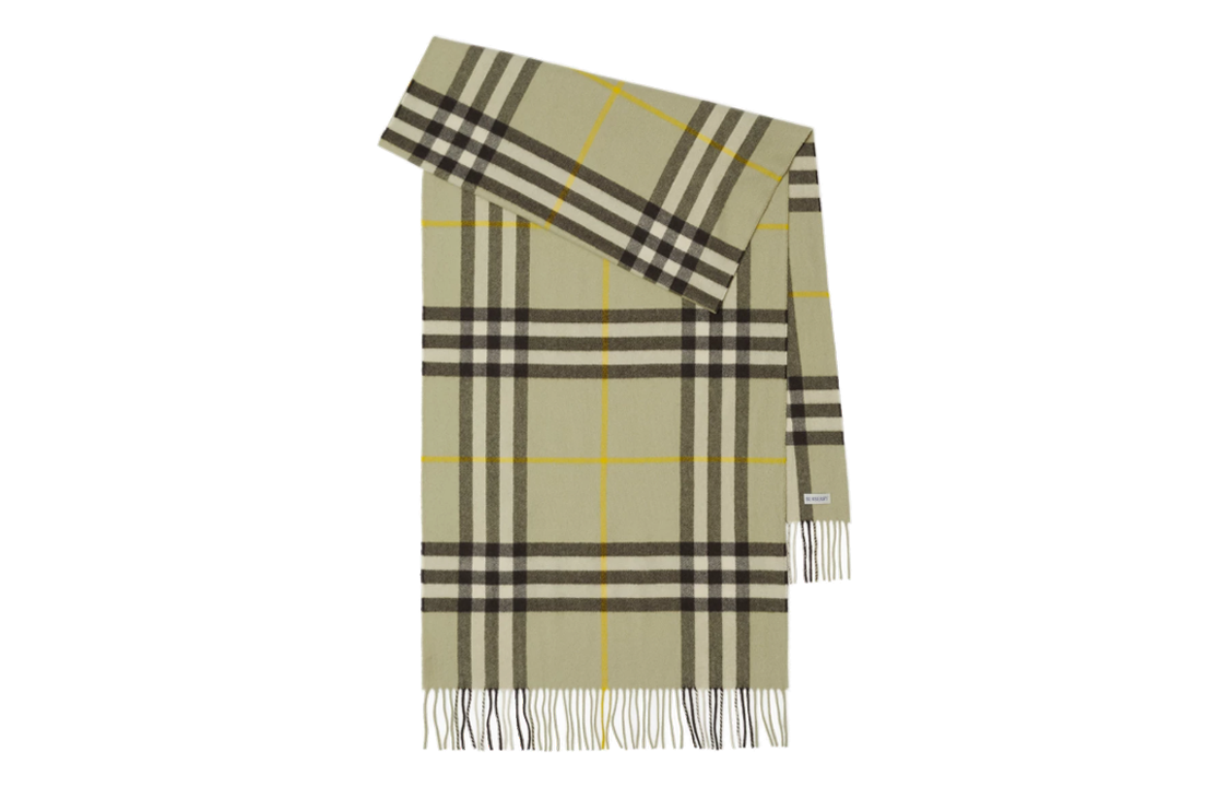 Burberry Check Cashmere Scarf with Tassels Unisex Camel Couple Style 80767961 圖 2