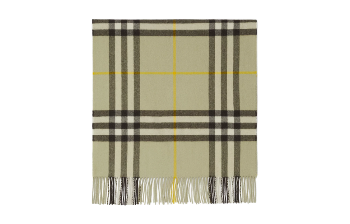 Burberry Check Cashmere Scarf with Tassels Unisex Camel Couple Style 80767961 圖 3