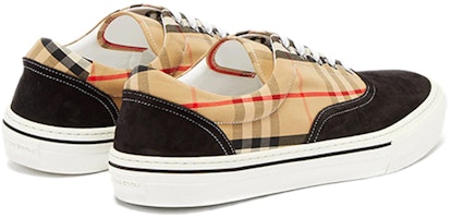 Burberry Sepatu Sneaker Kotak Kapas dan Suede 'Khaki' 8016301 Lookbook Burberry Sepatu Sneaker Kotak Kapas dan Suede 'Khaki' 8016301