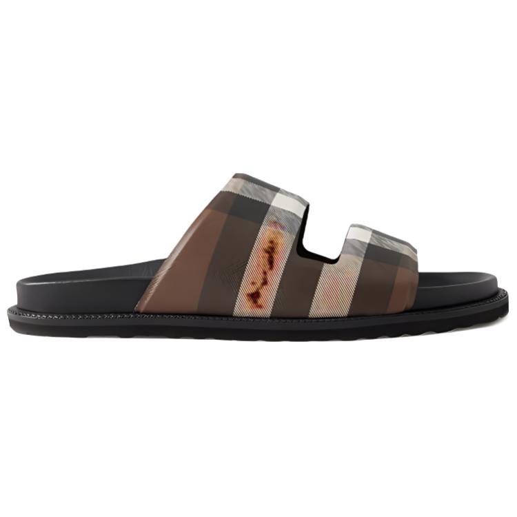 Order Burberry博柏利 织物 帆布 鏤空細節格紋 時尚拖鞋 男款 棕色