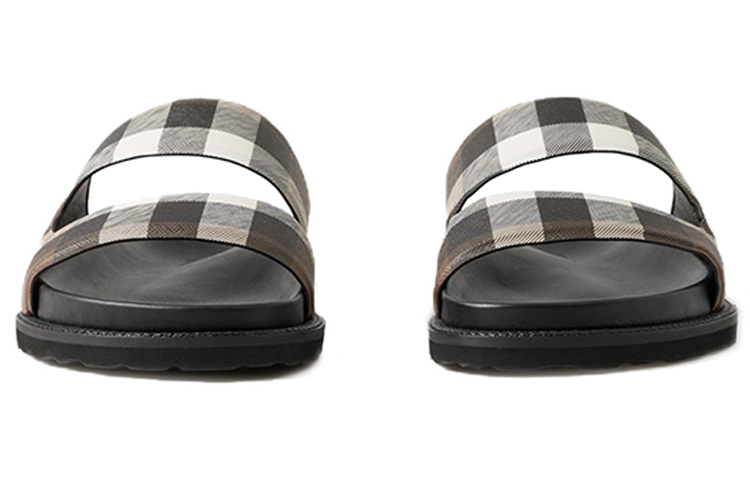 Lookbook Burberry博柏利 织物 帆布 鏤空細節格紋 時尚拖鞋 男款 棕色