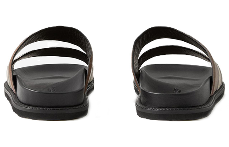 Shop Burberry博柏利 织物 帆布 鏤空細節格紋 時尚拖鞋 男款 棕色