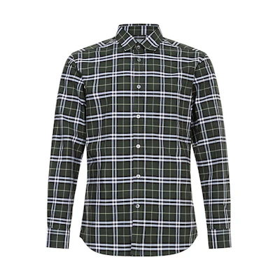 Burberry Check Cotton Long Sleeve Shirt Seaweed Green 80175661