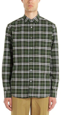 Burberry Check Cotton Long Sleeve Shirt Seaweed Green 80175661 Shop Burberry Check Cotton Long Sleeve Shirt Seaweed Green 80175661