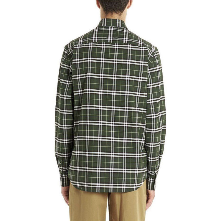 Burberry Check Cotton Long Sleeve Shirt Seaweed Green 80175661 圖 5