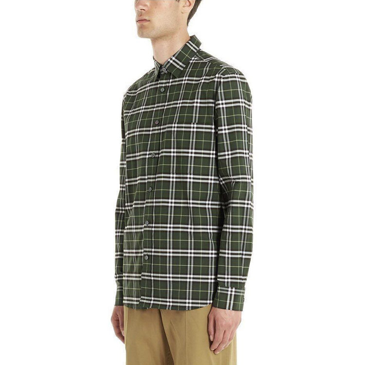 Burberry Check Cotton Long Sleeve Shirt Seaweed Green 80175661 圖 6