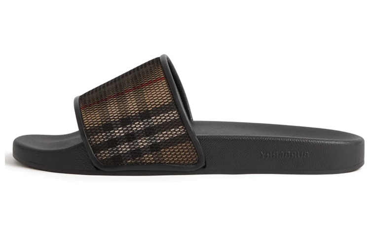 Burberry Check Cotton Mesh Slides Black 80655781