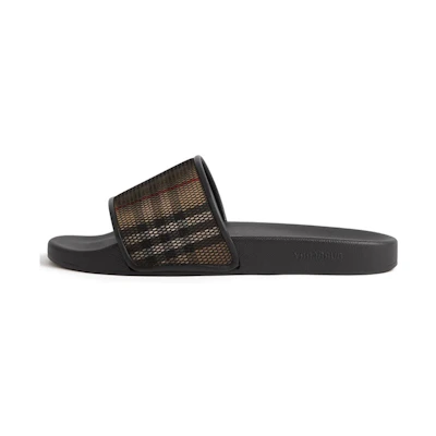 Burberry Check Cotton Mesh Slides Black