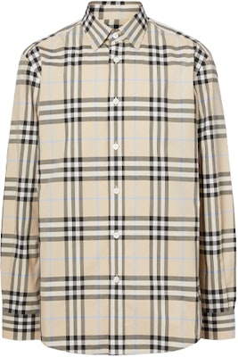 Burberry 格紋純棉府綢長袖襯衫 浅杏色 80386621 Order Burberry 格紋純棉府綢長袖襯衫 浅杏色 80386621