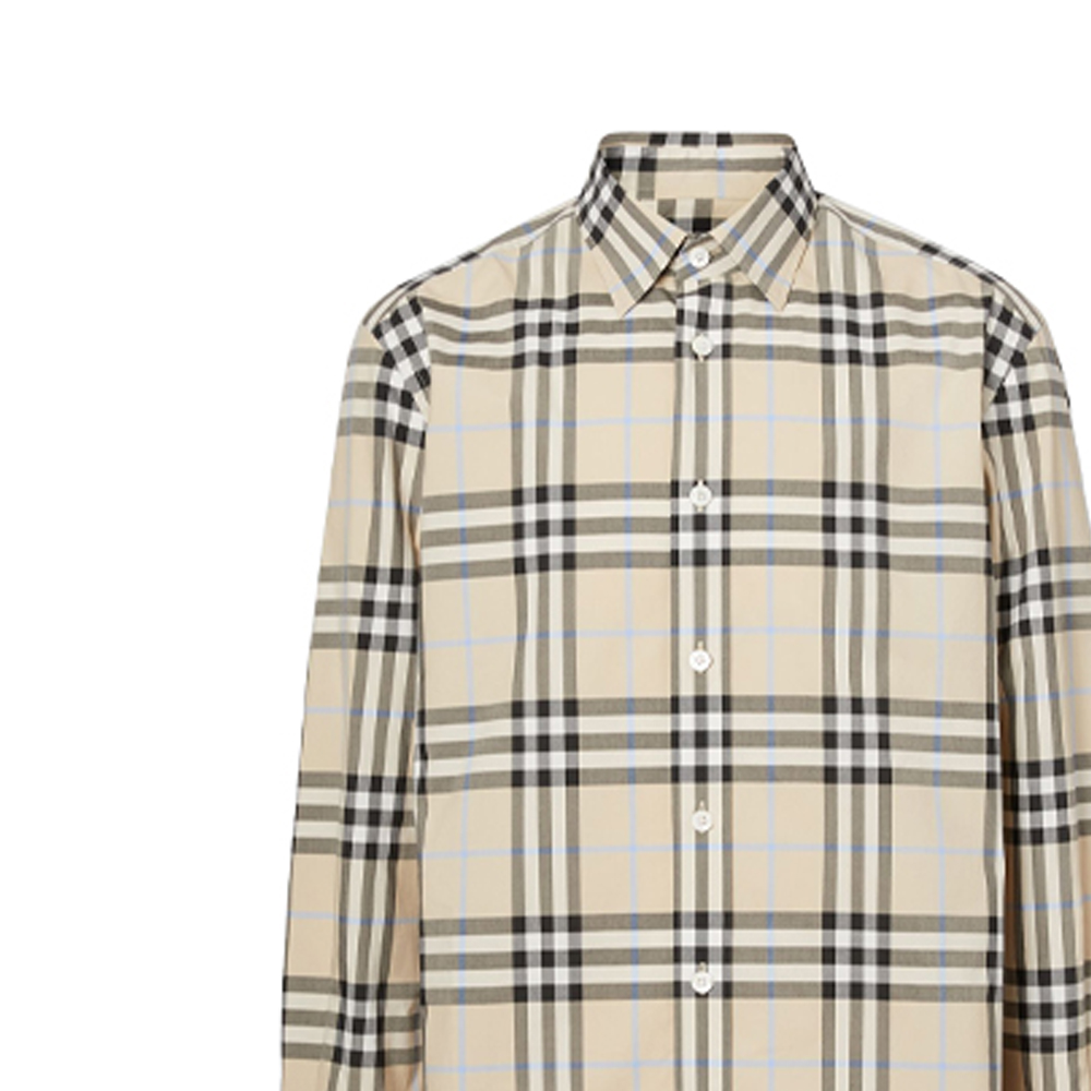 Details for Burberry 格紋純棉府綢長袖襯衫 浅杏色 80386621