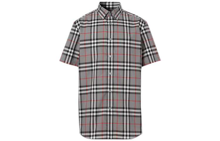 Burberry Check Cotton Short Sleeve Shirt Grey 80293701 圖 2
