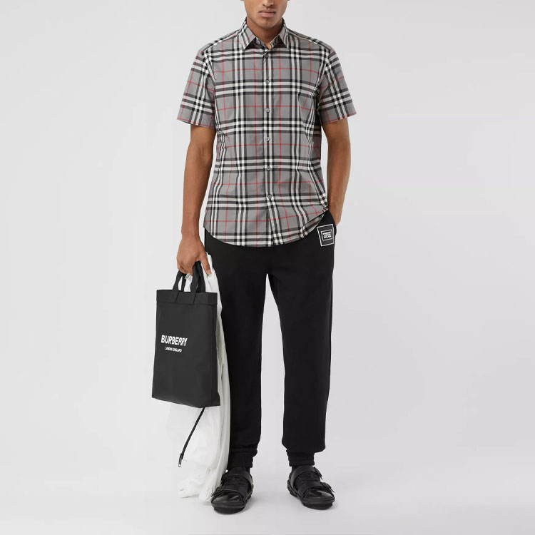 Burberry Check Cotton Short Sleeve Shirt Grey 80293701 圖 5