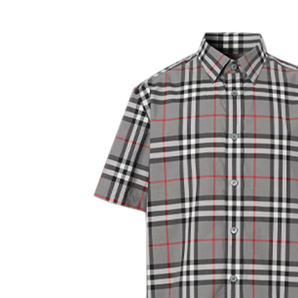 Burberry Check Cotton Short Sleeve Shirt Grey 80293701 圖 6