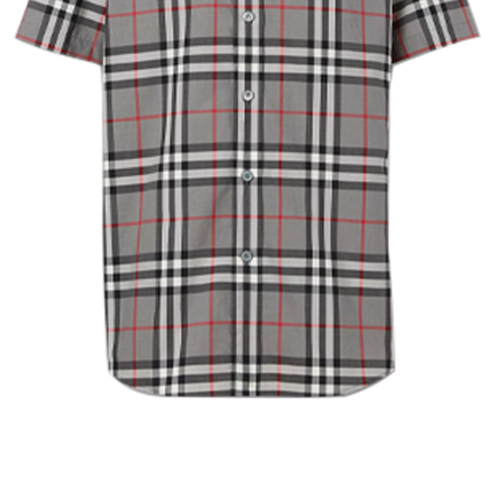 Burberry Check Cotton Short Sleeve Shirt Grey 80293701 圖 7