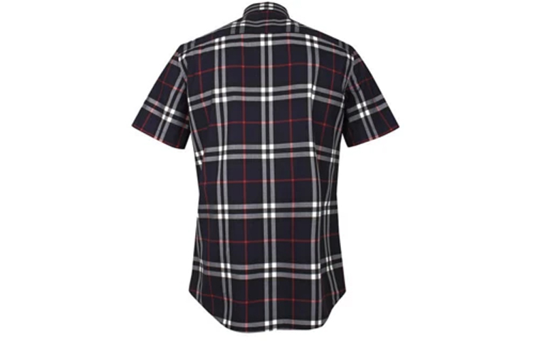 Burberry Check Cotton Short Sleeve Shirt in Deep Blue 80208721 圖 3