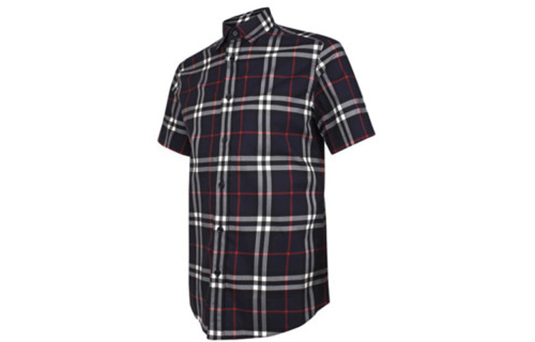 Burberry Check Cotton Short Sleeve Shirt in Deep Blue 80208721 圖 4
