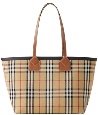 Burberry Check Cotton Small London Tote Bag Briar Brown/Black Lookbook Burberry Check Cotton Small London Tote Bag Briar Brown/Black