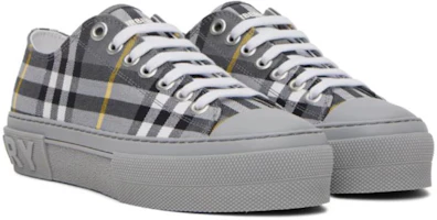 Lookbook Burberry Check Cotton Sneakers Grey 80642671
