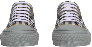 Shop Burberry Check Cotton Sneakers Grey 80642671