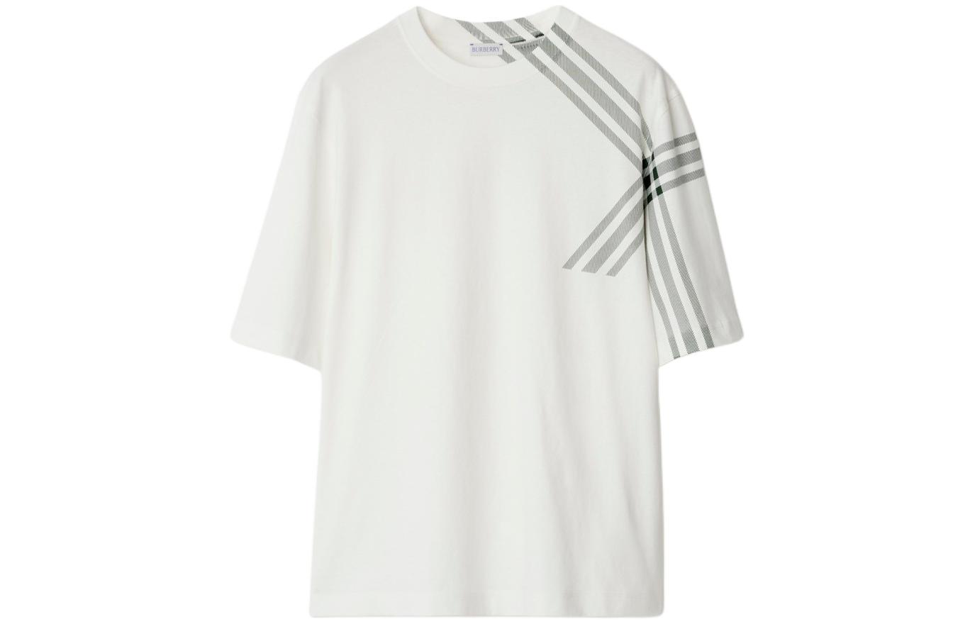 Burberry Check Crew Neck Short Sleeve T-Shirt  Raindrop Color 80846851