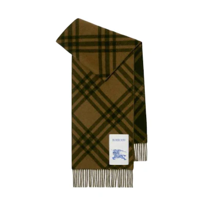 Burberry Check Design Cashmere Scarf Brown Unisex. 80997091