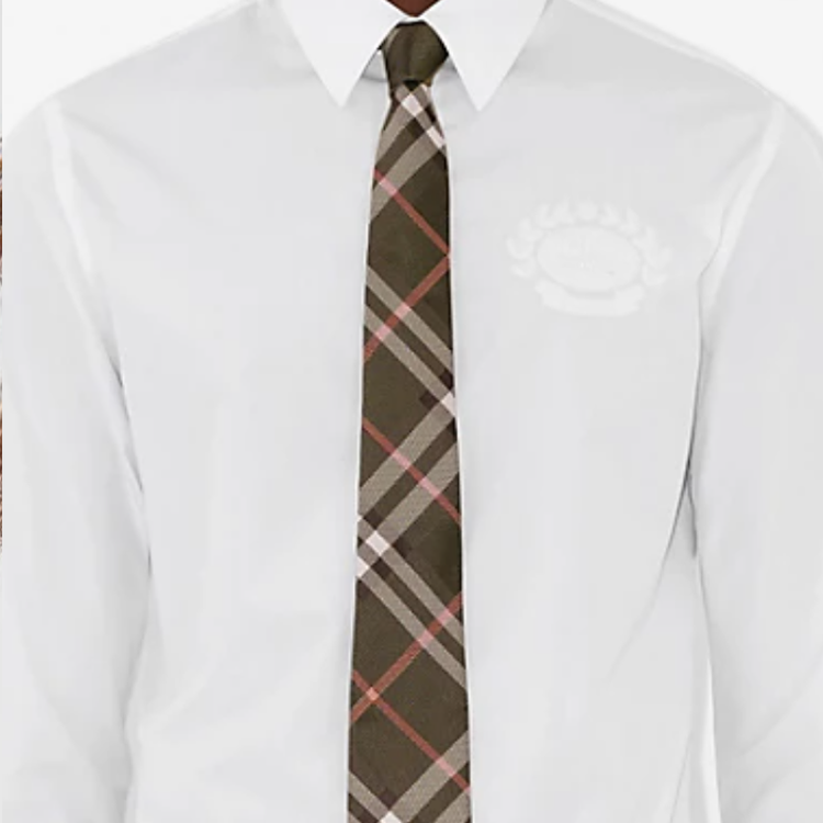 Shop Burberry Check Design Silk Tie for Men in Khaki Green. 80915511