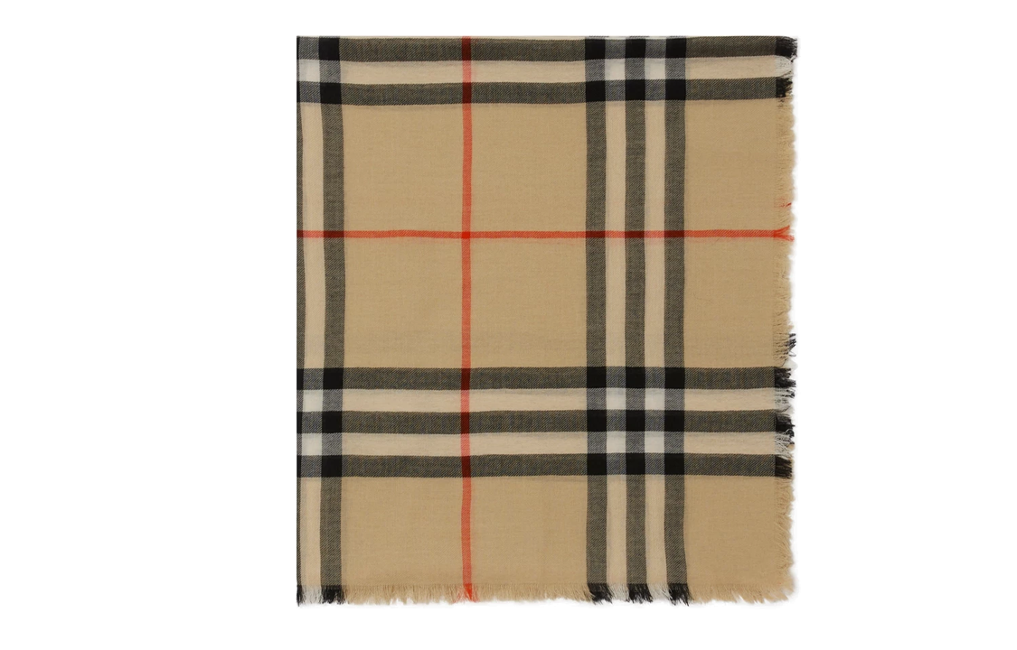 Burberry Check Design Wool Scarf Brown - Unisex Couple Style. 80850691